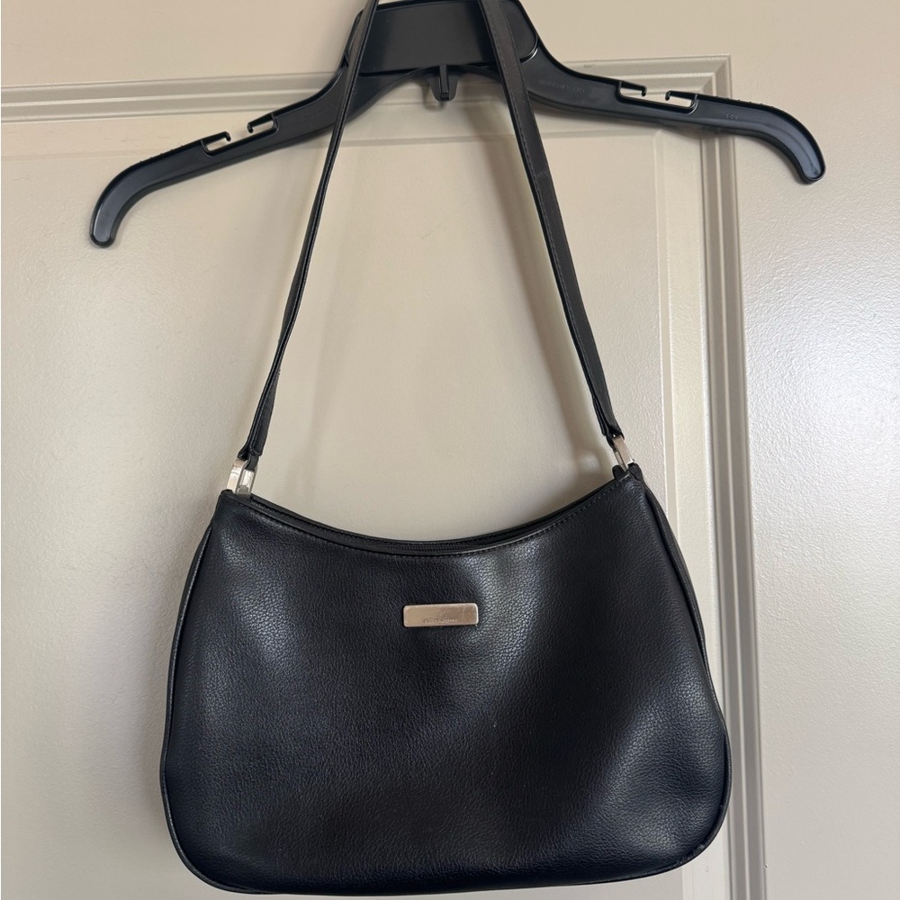 y2k Liz Claiborne Black Leather Shoulder Bag